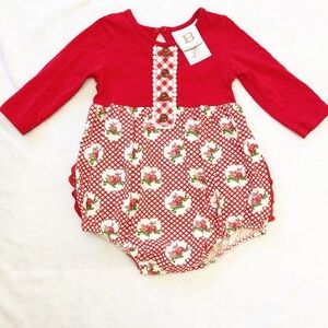 Swoon Baby Girl 18M Red Floral Baby Romper with Ruffles